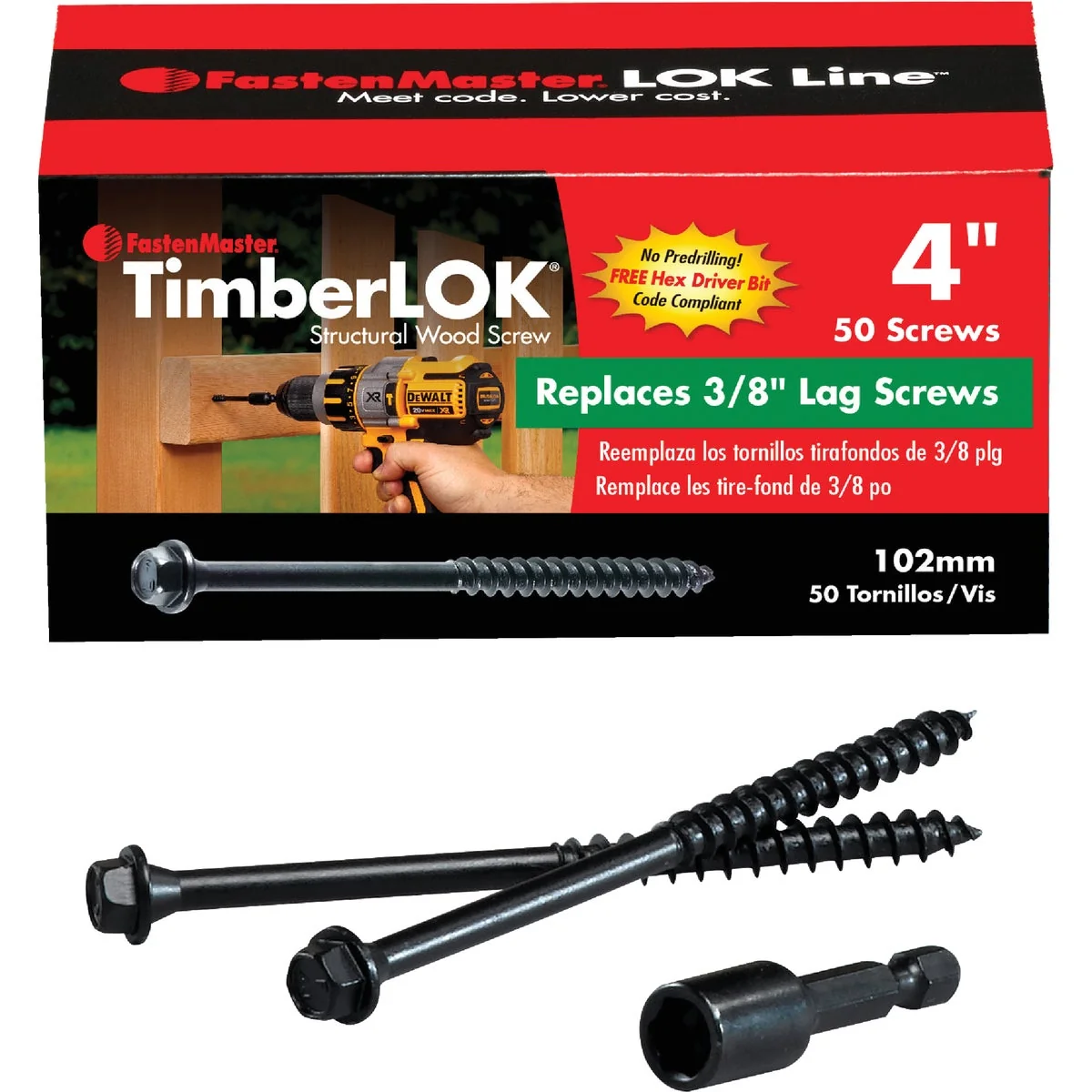 World-Class Fastenmaster Timberlok 4 In. Countersunk Hex Washer Structure Screw 50 Ct. Eco-Friendly
