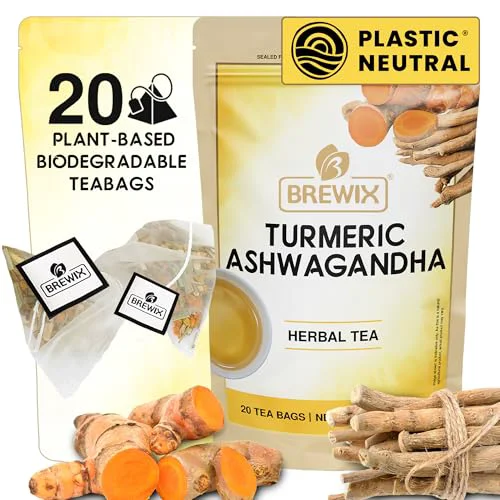 Crafted Turmeric Ashwagandha Herbal Tea Bags 20 Count Powerful