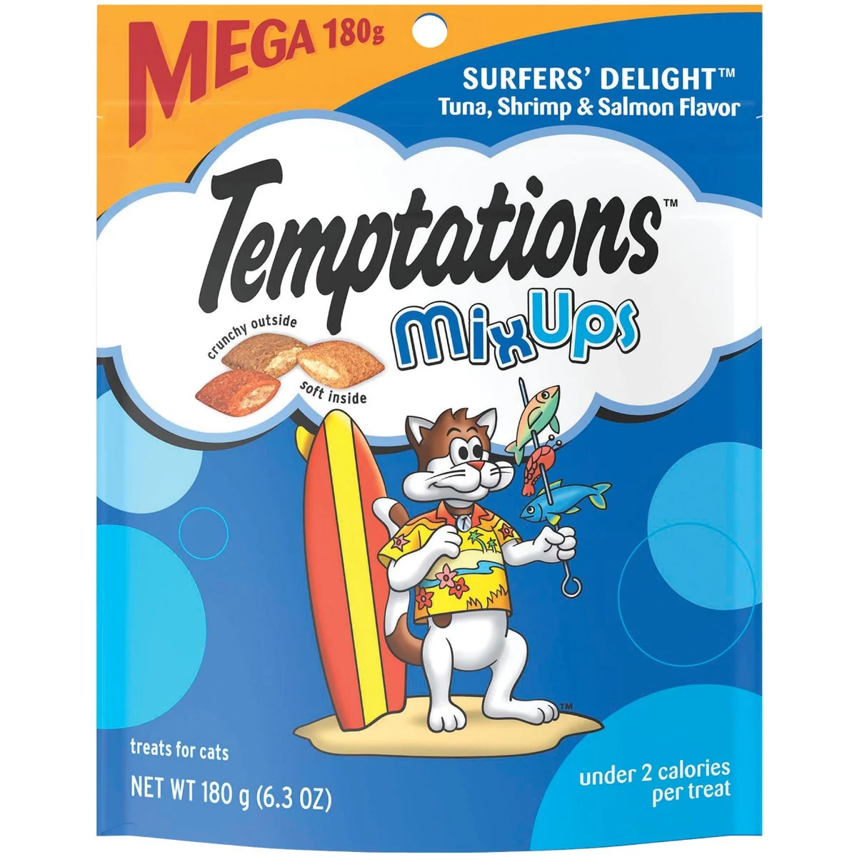 Green Temptations Mix Ups Surfers’ Delight 6.3 Oz. Cat Treats Reusable