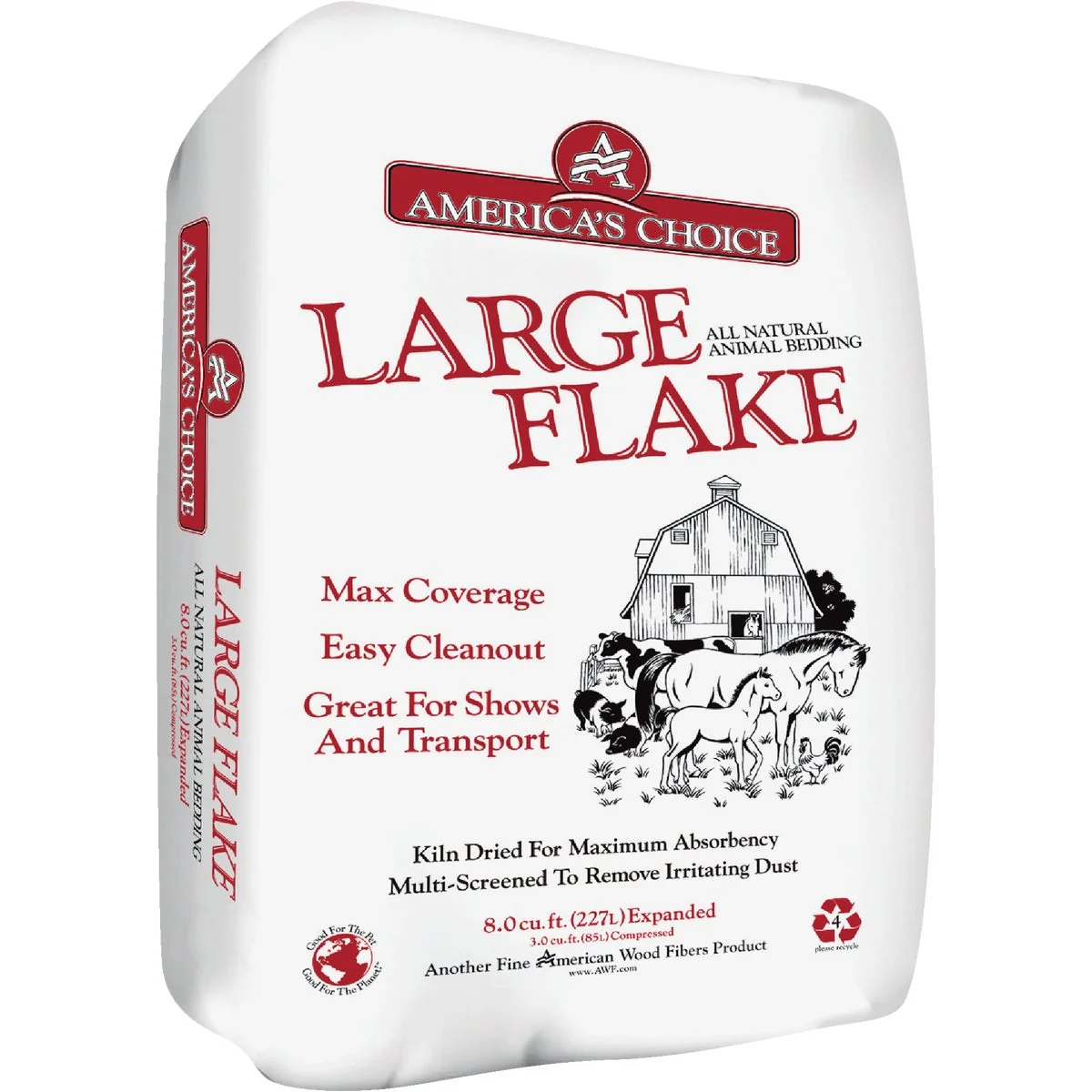 World-Class America’s Choice 3.0 Cu. Ft. Large Flake Pine Animal Bedding Stall Shavings Genuine