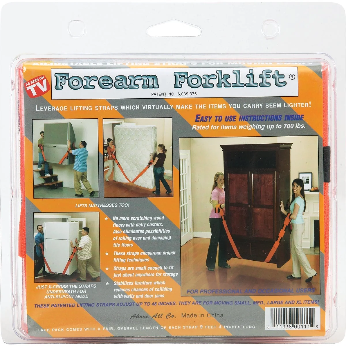 Secure Above All Forearm Forklift 700 Lb. Capacity Pair Straps Trusted