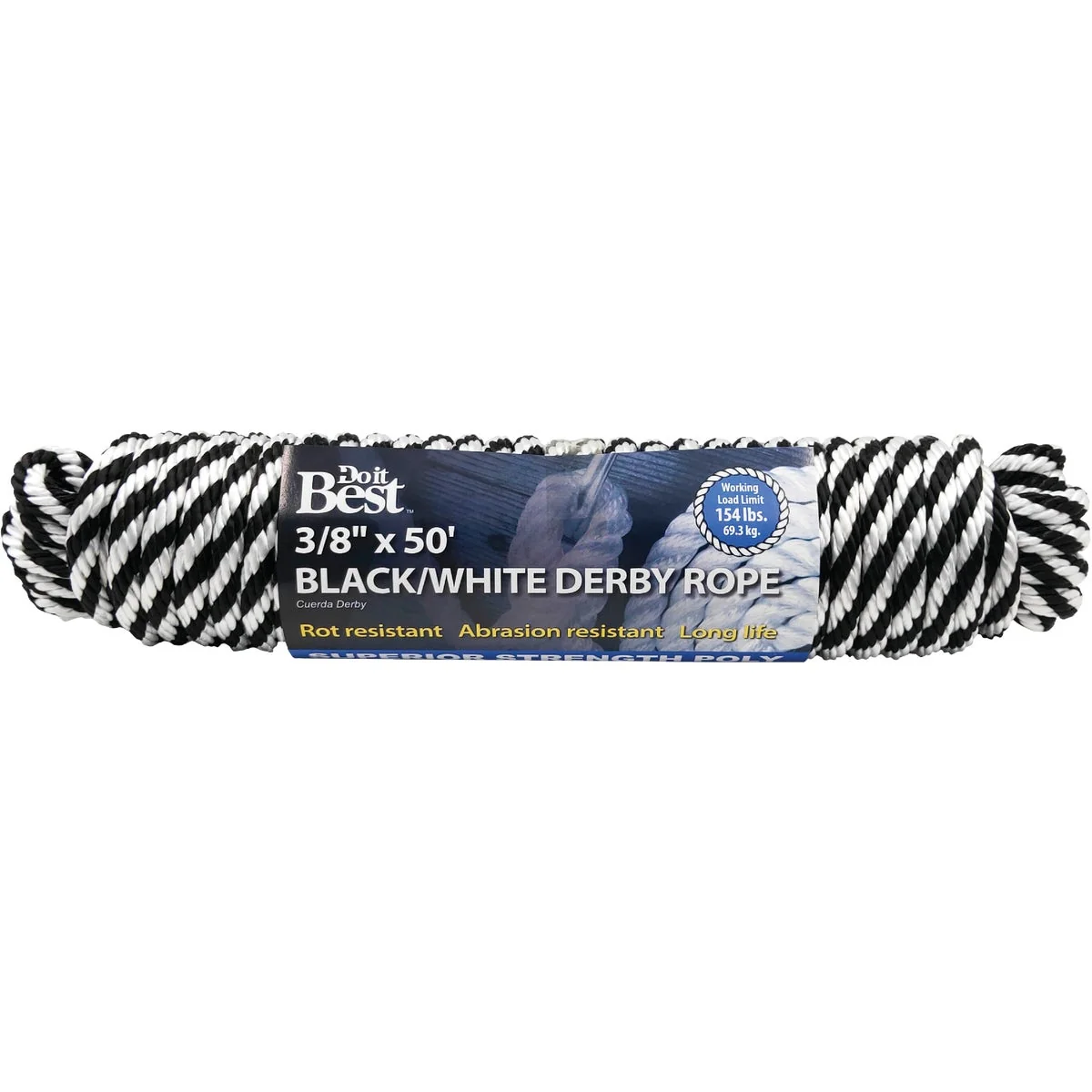 Trendy Do it 3 8 In. x 50 Ft. Black White Derby Polypropylene Packaged Rope Genuine