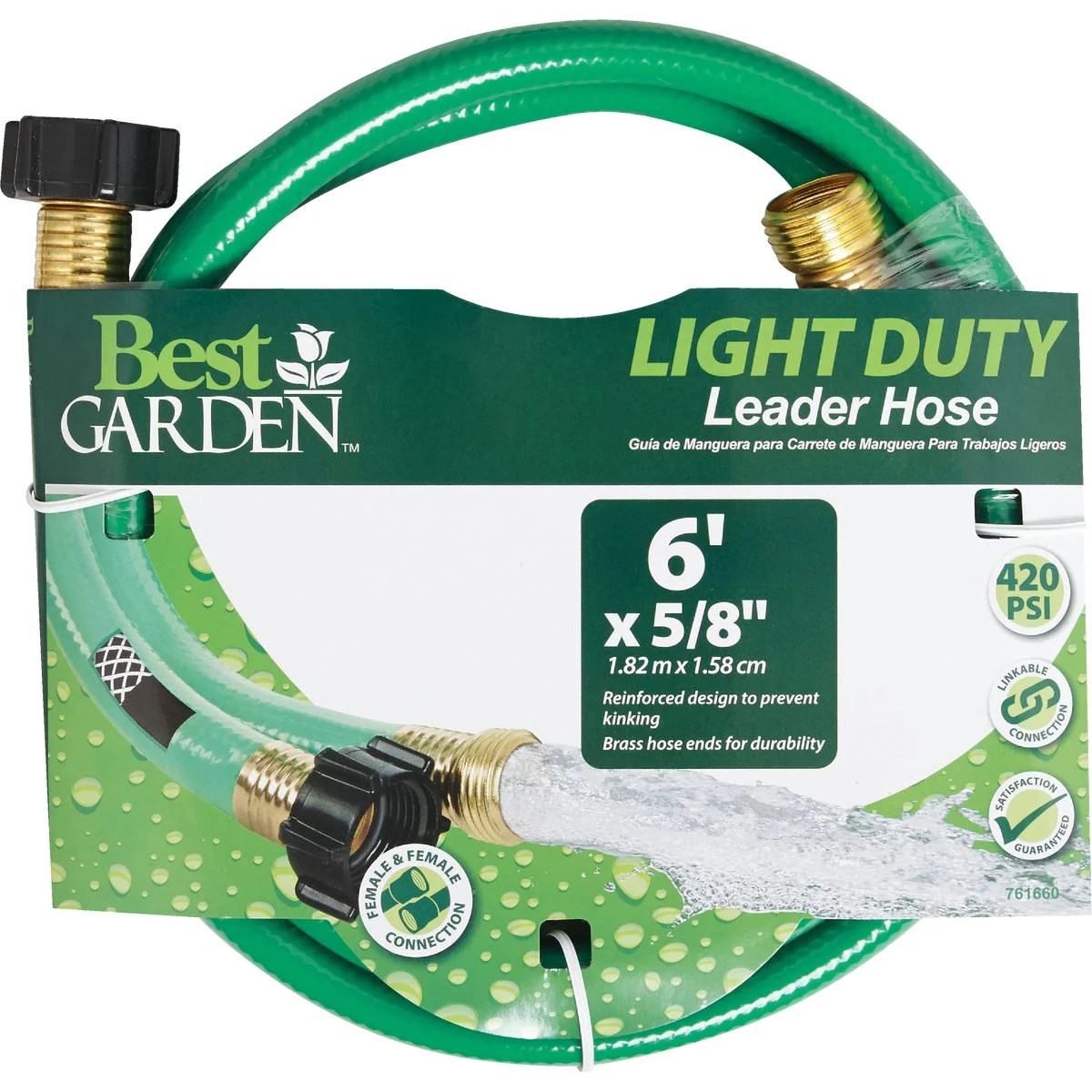 Original Design Garden 5 8 In. Dia. x 6 Ft. L. Leader Hose with Male Female Couplings Minimalist