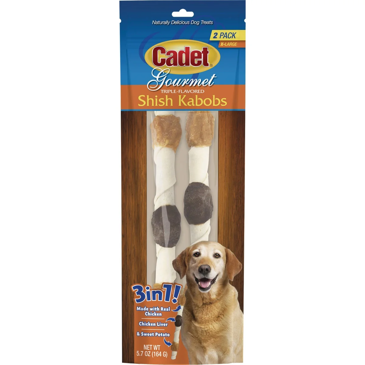 Breathable Cadet Gourmet Triple Flavored Chicken Chicken Liver Sweet Potato Shish Kabobs Extra Large Dog Treat 2-Pack Prestigious