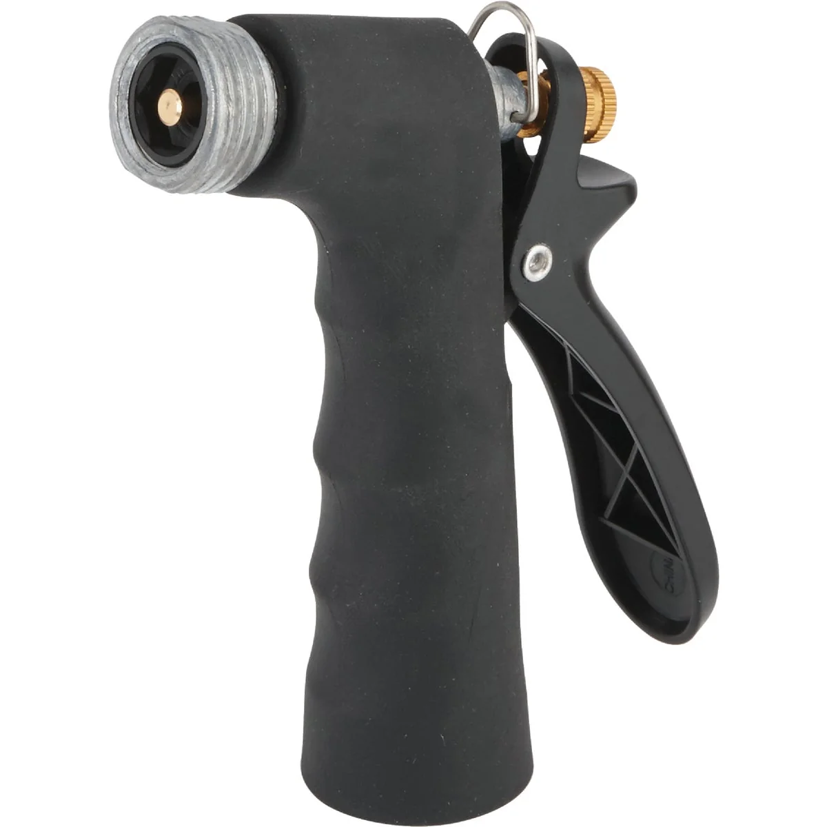 Secure Garden Hot Water Metal Pistol Nozzle with Threaded Front Black Innovative