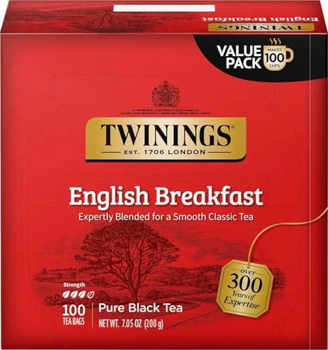 First-Class English Breakfast Black Tea Individually Wrapped Bags 100 Count Pure