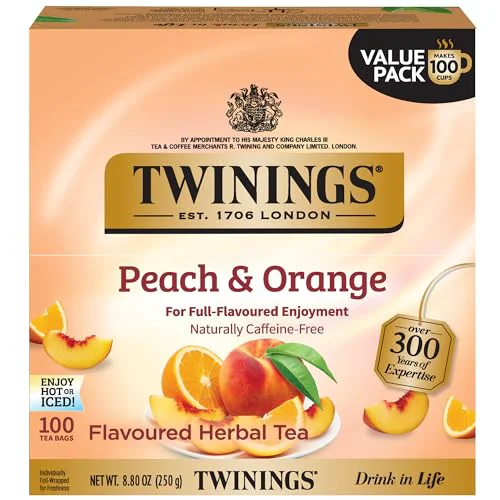 Premium Material Peach Orange Herbal Tea Individually Wrapped Bags 100 Count Selected