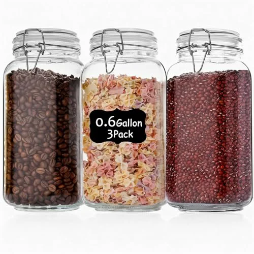Superior 78oz Glass Food Storage Jars with Airtight Clamp Lids 3 Count Relaxed