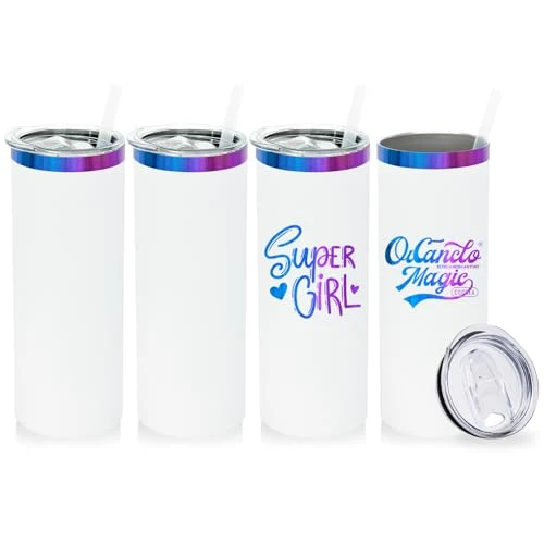 Versatile 20 oz Skinny Tumblers Bulk with Lids and Straws White 4 Count Innovative