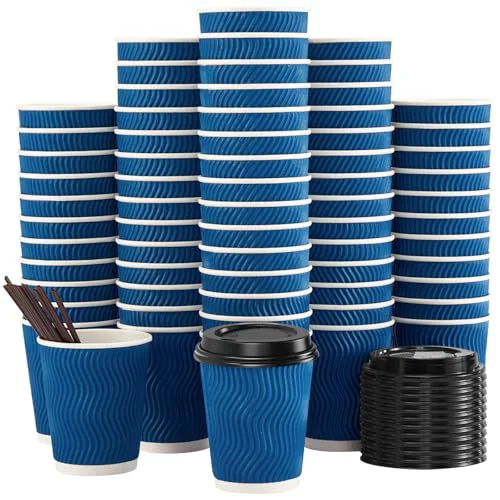 Minimalist 90 Pack 8 oz Disposable Coffee Cups with Lids and Straws 90 Count High-Quality