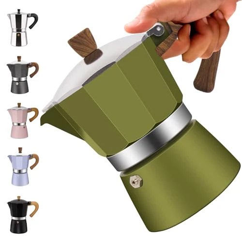 Healthy 9 Cup Aluminum Moka Pot Classic Stovetop Espresso Coffee Maker 450ml 15oz Coffeemaker Percolator Mocha Pot Greca Coffee Maker Cafe Makers for Italian and Cuban Café Brewing Green Fast