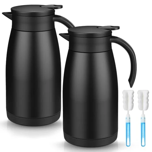High-End 2 Pcs Thermal Coffee Carafe Insulated Stainless Steel Coffee Carafe for Hot Liquid Vacuum Thermal Pot Creamer Pitcher Dispenser with Brushes Keeping Hot Water Milk 2 Count Environmentally Friendly