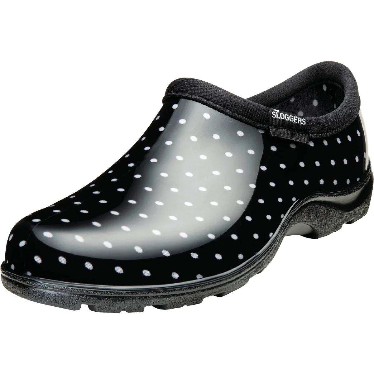 Casual Sloggers Women’s Size 7 Black w White Polka Dots Garden Shoe Green
