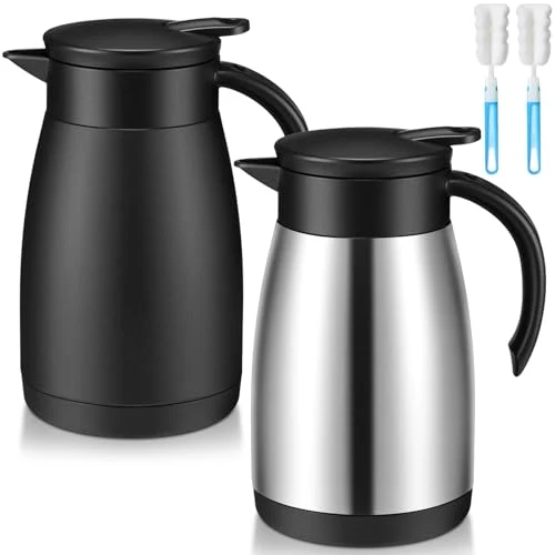 Consistent 2 Pcs Thermal Coffee Carafe Insulated Stainless Steel Coffee Carafe for Hot Liquid Vacuum Thermal Pot Creamer Pitcher Dispenser with Brushes Keeping Hot Water Milk 2 Count Eco-Friendly