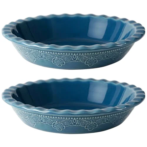 Smooth Pie Pan 9 Inch Ceramic Pie Dish 2 Count Premium Material