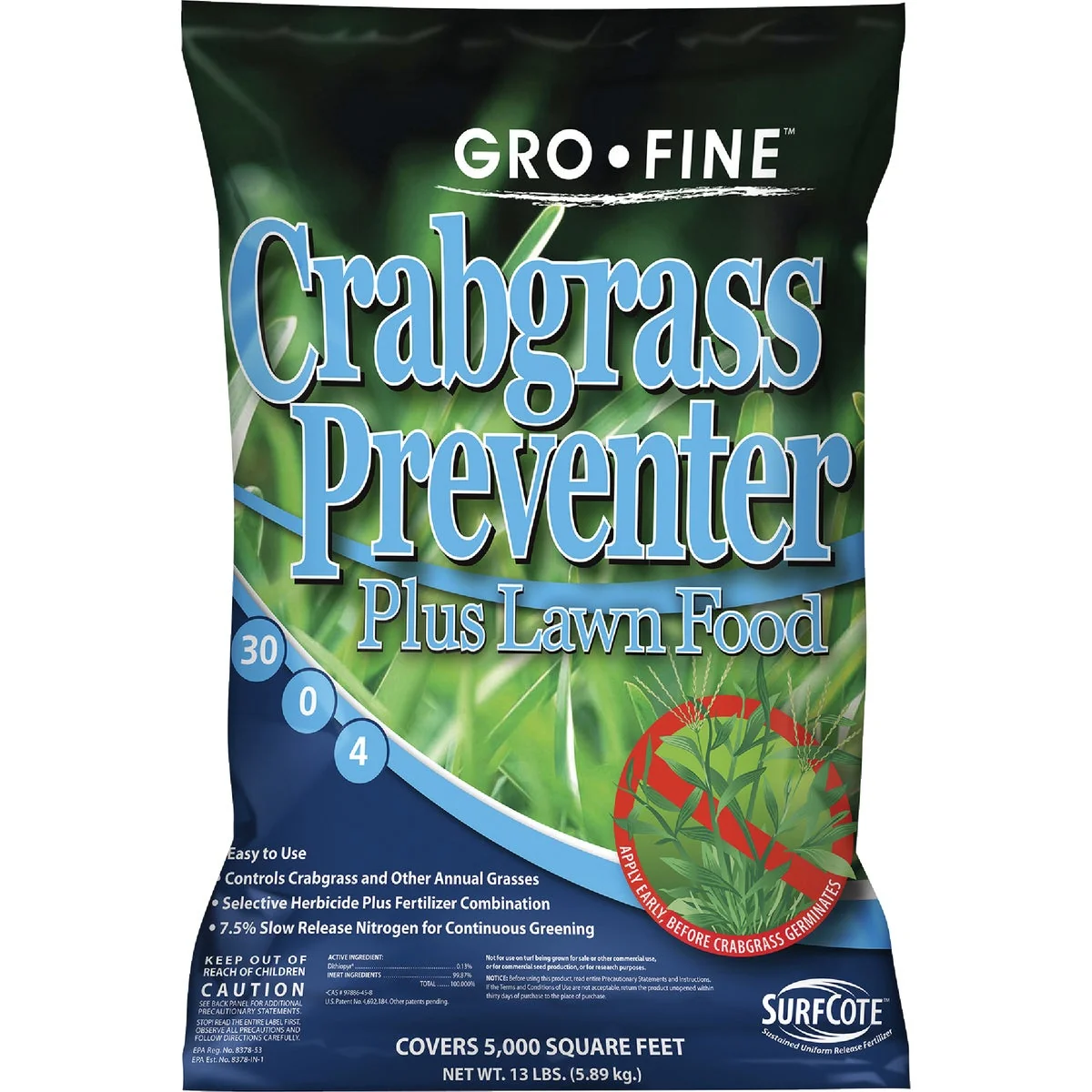 Classic Gro-Fine 13 Lb. 5000 Sq. Ft. 30-0-4 Lawn Fertilizer with Crabgrass Preventer High-Quality