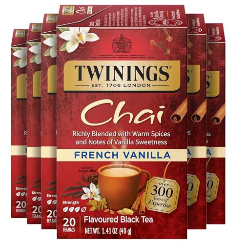 Specialty French Vanilla Chai Black Tea Individually Wrapped Bags 120 Count Organic