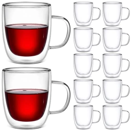 Convenient Espresso Cups Double Walled Espresso Shot Glass with Handle Cups Insulated Clear Small Shot Glasses for Cappuccino Latte Hot Beverage 12 Count Breathable