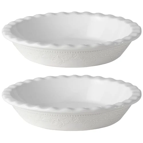 Functional Pie Pan 9 Inch Ceramic Pie Dish 2 Count Carefully Designed