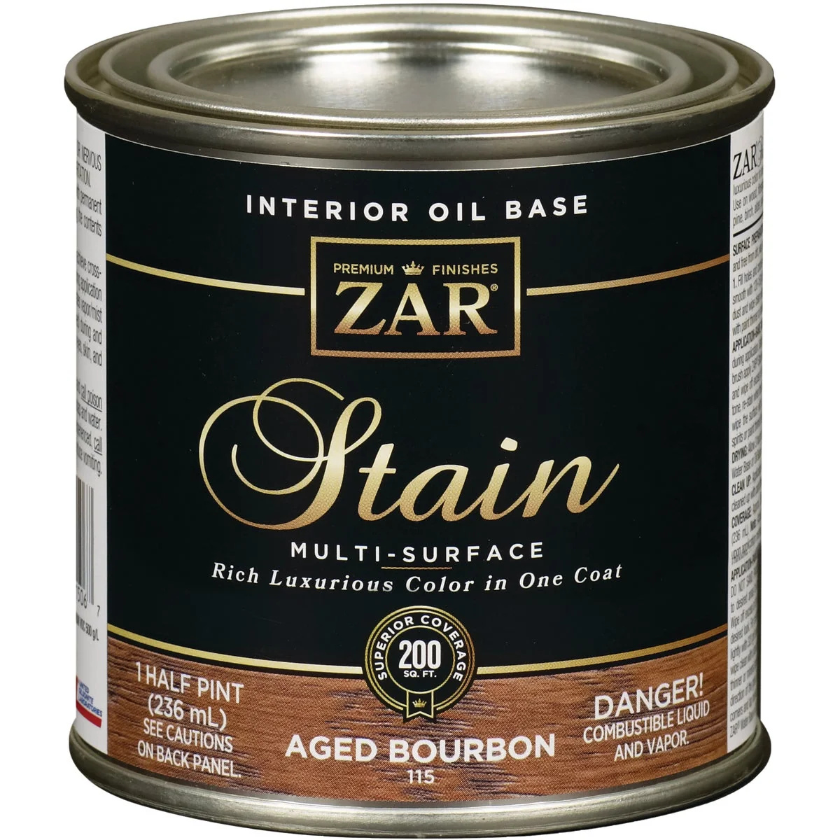 Consistent ZAR Oil-Based Wood Stain Aged Bourbon 1 2 Pt. Contemporary