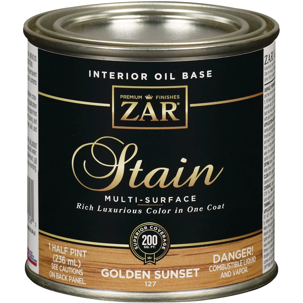Lightweight ZAR Oil-Based Wood Stain Golden Sunset 1 2 Pt. Professional