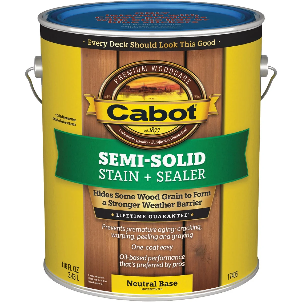 Versatile Cabot VOC Semi-Solid Deck Siding Stain Neutral Base 1 Gal. Elite