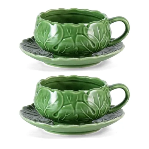 Detailed Tea Cups and Saucers Set of 2 2 Count Secure