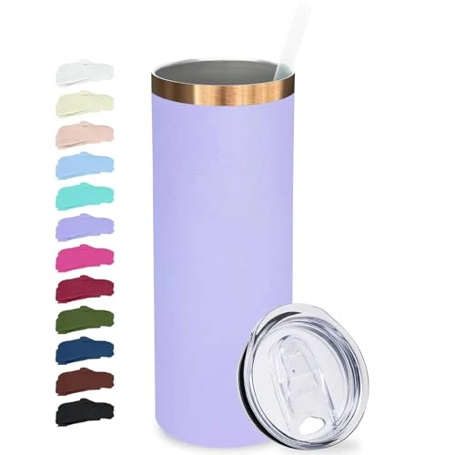 Environmentally Friendly 20 oz Skinny Tumblers Bulk with Lids and Straws Lilac Effective