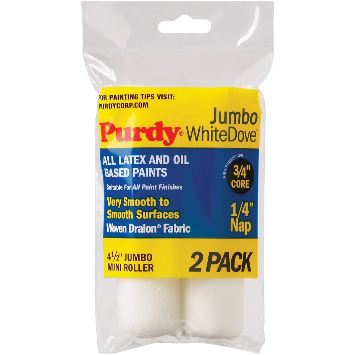 Sustainable Purdy White Dove 4-1 2 In. x 1 4 In. Jumbo Mini Woven Fabric Roller Cover 2-Pack Expertly Made