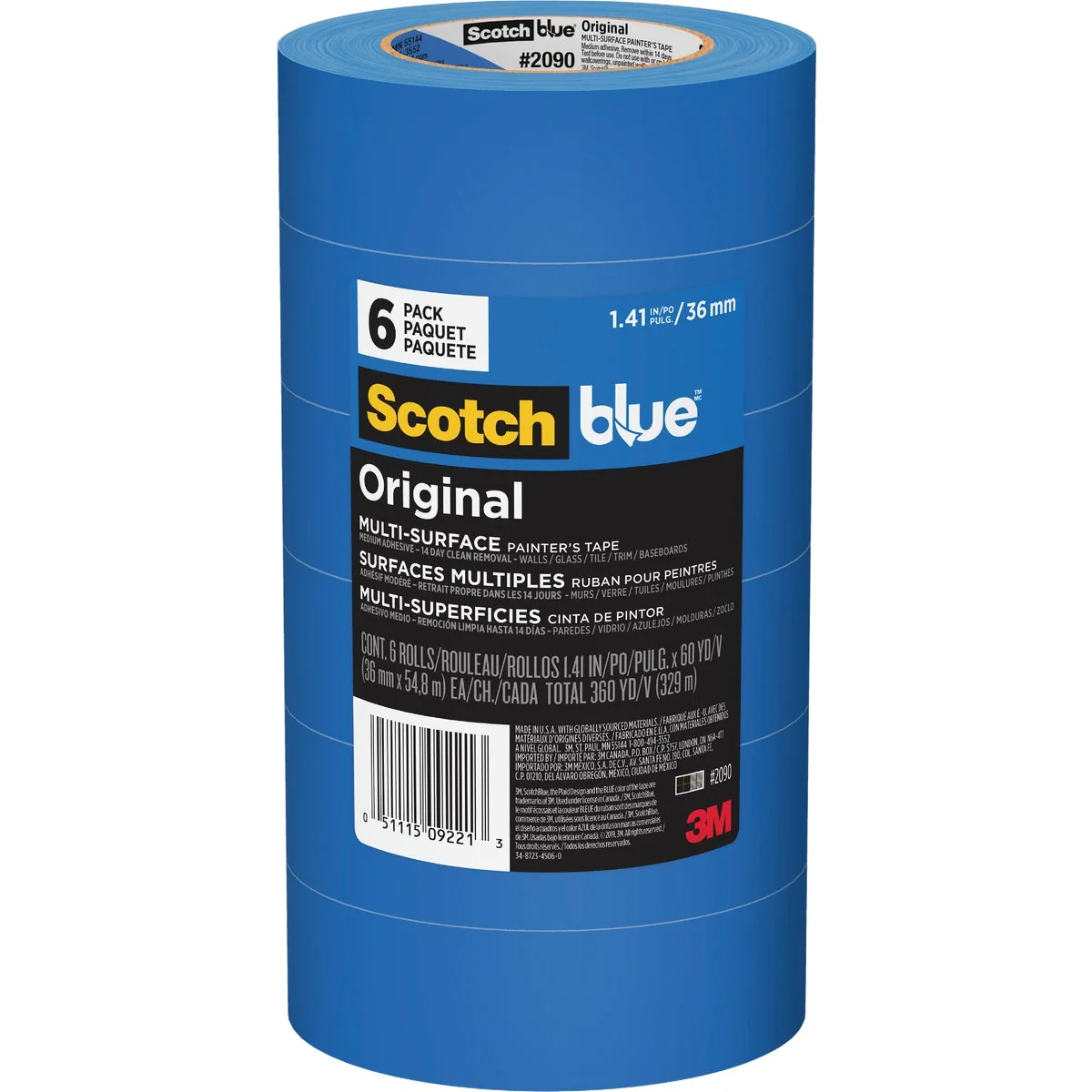 Top-Quality 3M Scotch Blue 1.41 In. x 60 Yd. Painter’s Tape 6-Pack Flexible