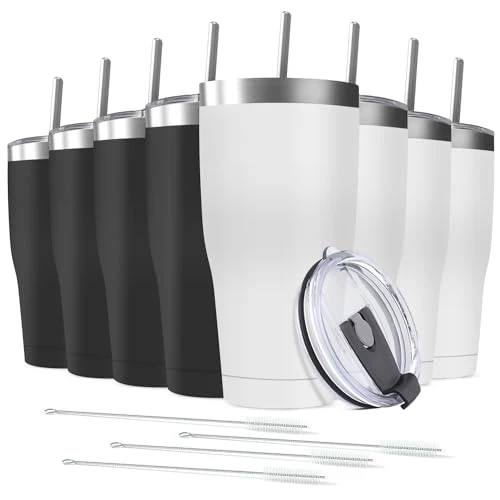 Environmentally Friendly 8 Pack 30oz Stainless Steel Tumblers Bulk Reusable Travel Mugs with Lid Dependable