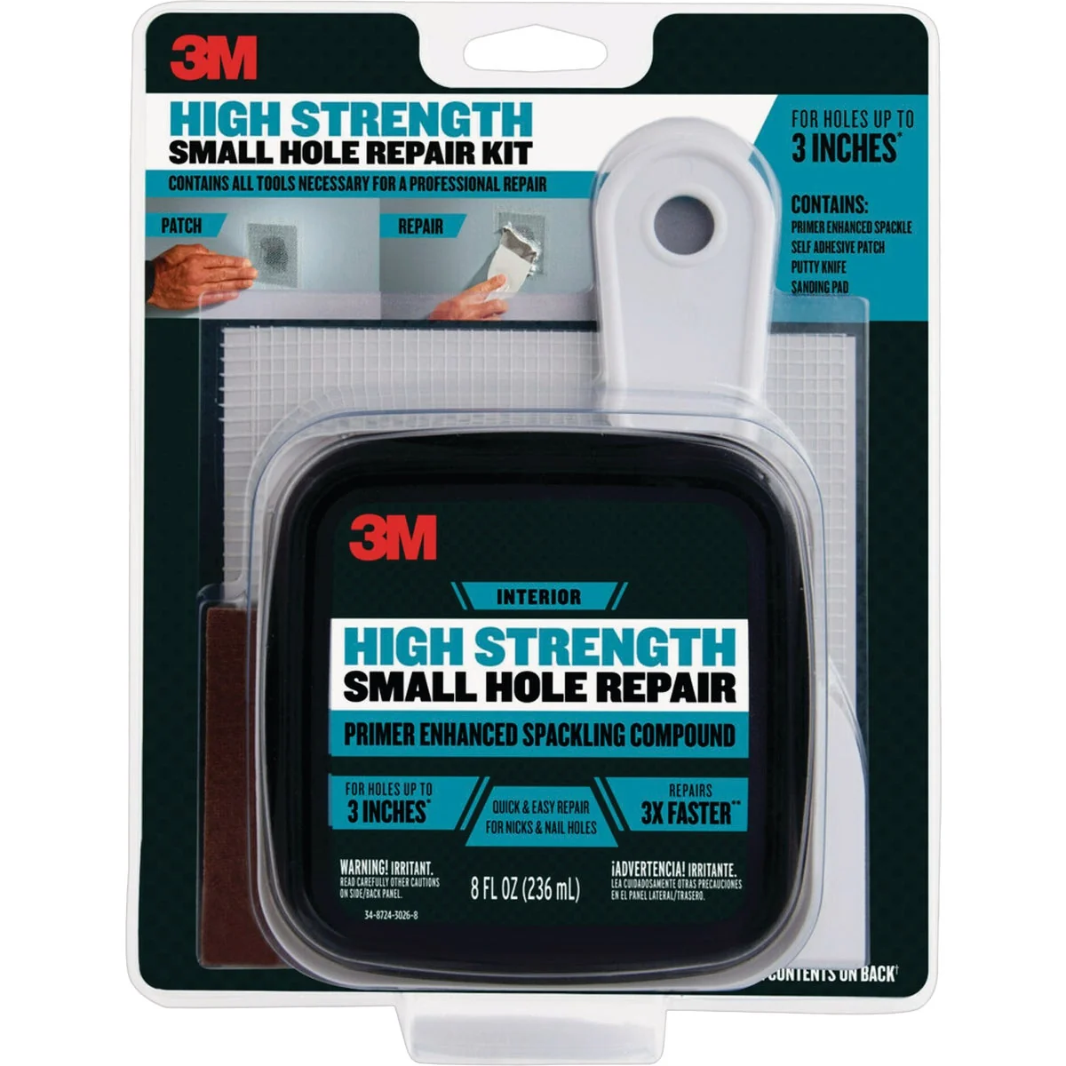 Fine 3M 8 Oz. High Strength Large Hole Repair Kit Solid