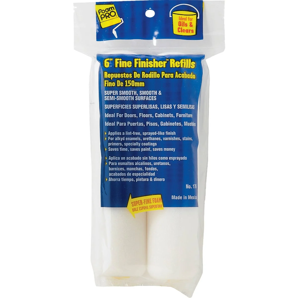 Efficient FoamPro Fine Finisher 6 In. Mini Foam Roller Cover 2-Pack Soft