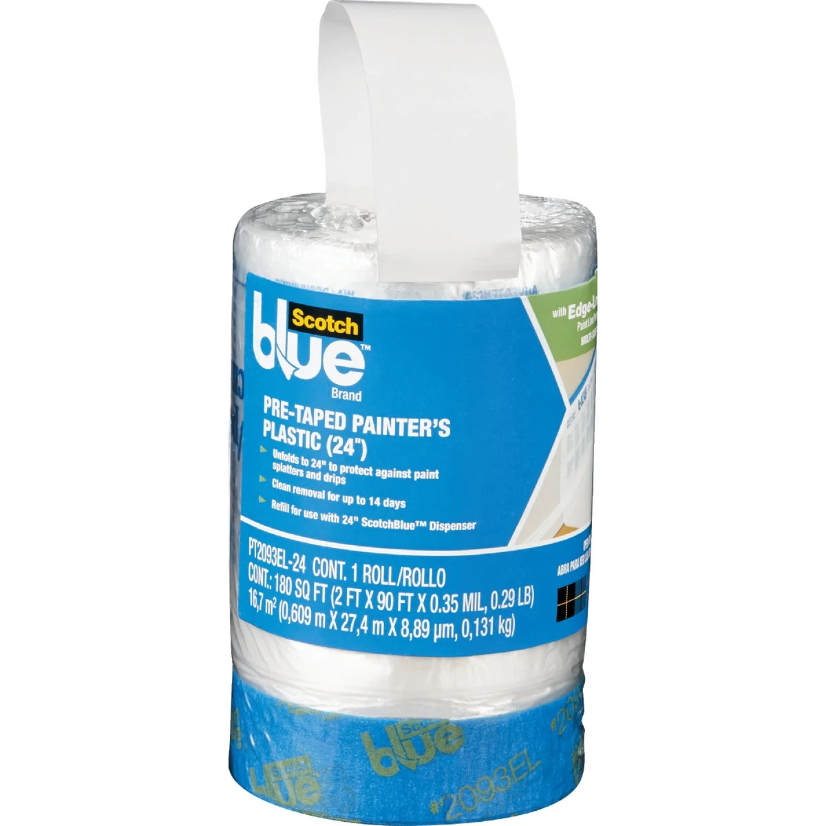 World-Class 3M Scotch Pre-Taped Painter’s Plastic 24 In. x 90 Ft. 0.35 mil Drop Cloth Efficient