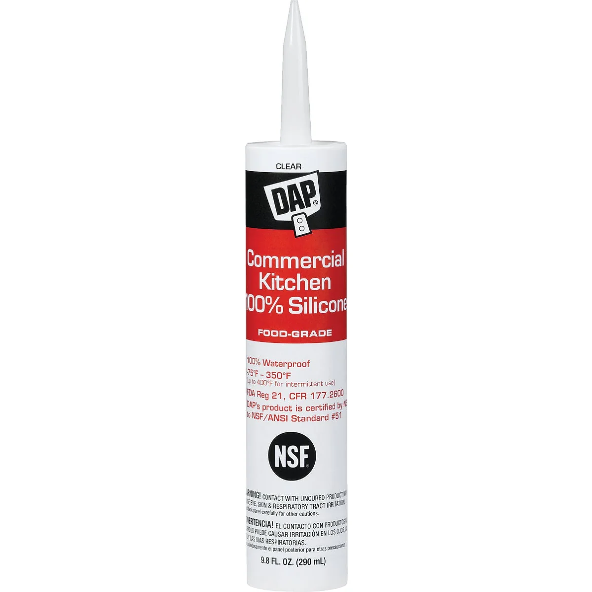Modern DAP 9.8 Oz. Commercial Kitchen Food-Grade Silicone Sealant Clear Fast