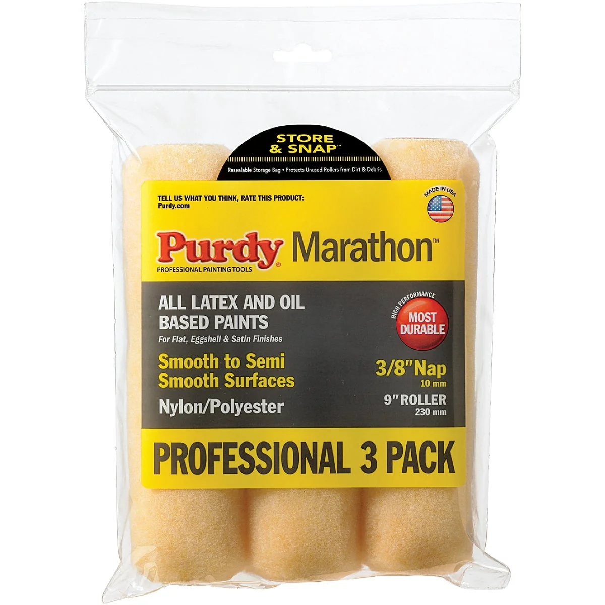 Convenient Purdy Marathon 9 In. x 3 8 In. Knit Fabric Roller Cover 3-Pack Modern
