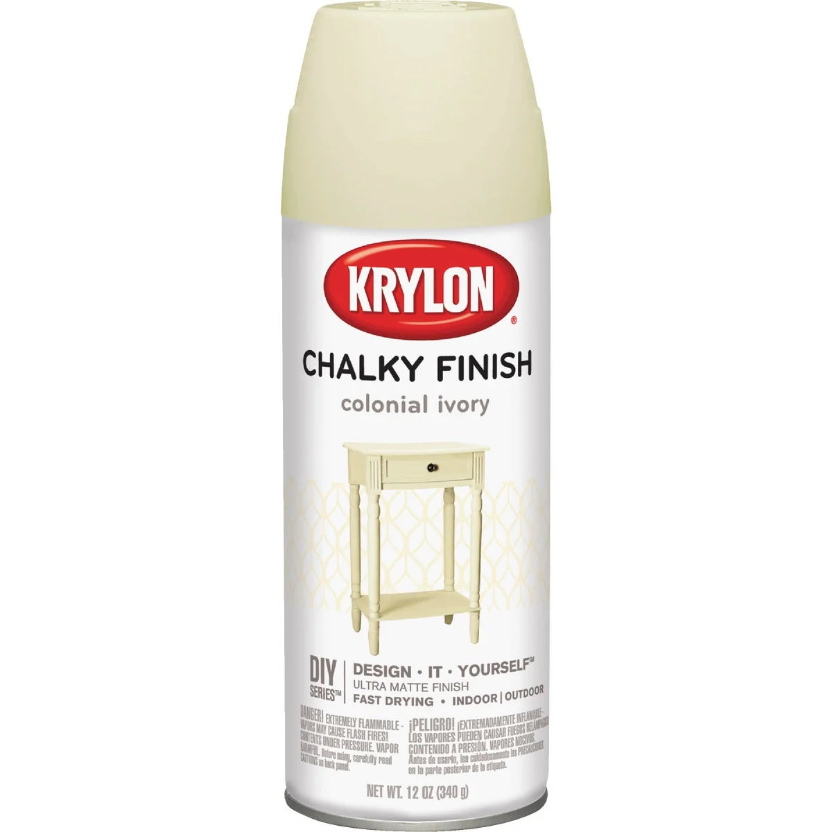 Relaxed Krylon CHALKY FINISH 12 Oz. Ultra Matte Chalk Spray Paint Colonial Ivory First-Class