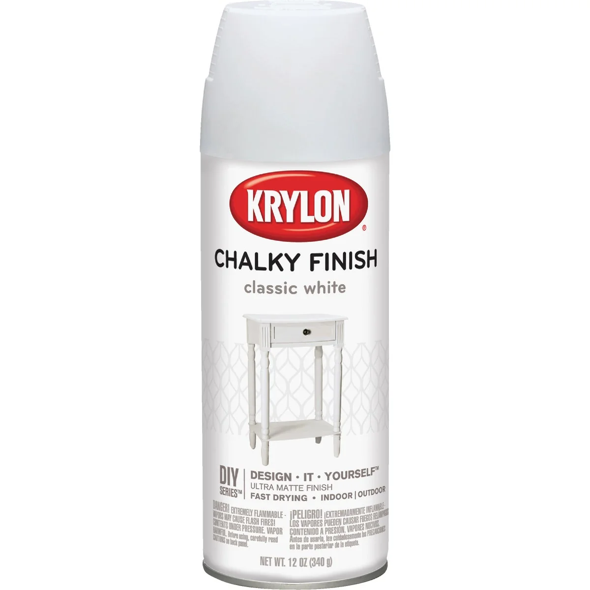 Fast Krylon CHALKY FINISH 12 Oz. Ultra Matte Chalk Spray Paint Classic White Casual