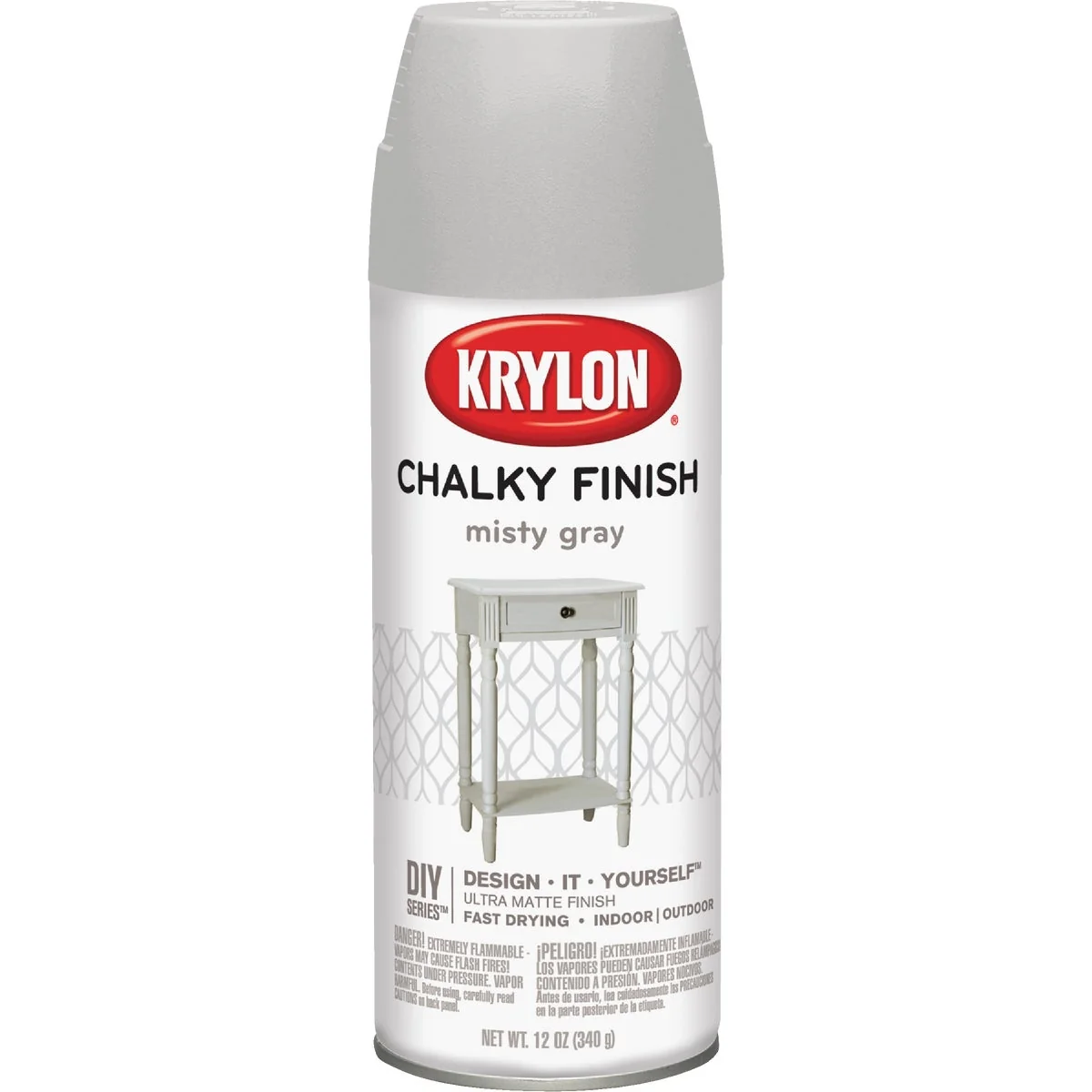 Expertly Made Krylon CHALKY FINISH 12 Oz. Ultra Matte Chalk Spray Paint Misty Gray Prestigious