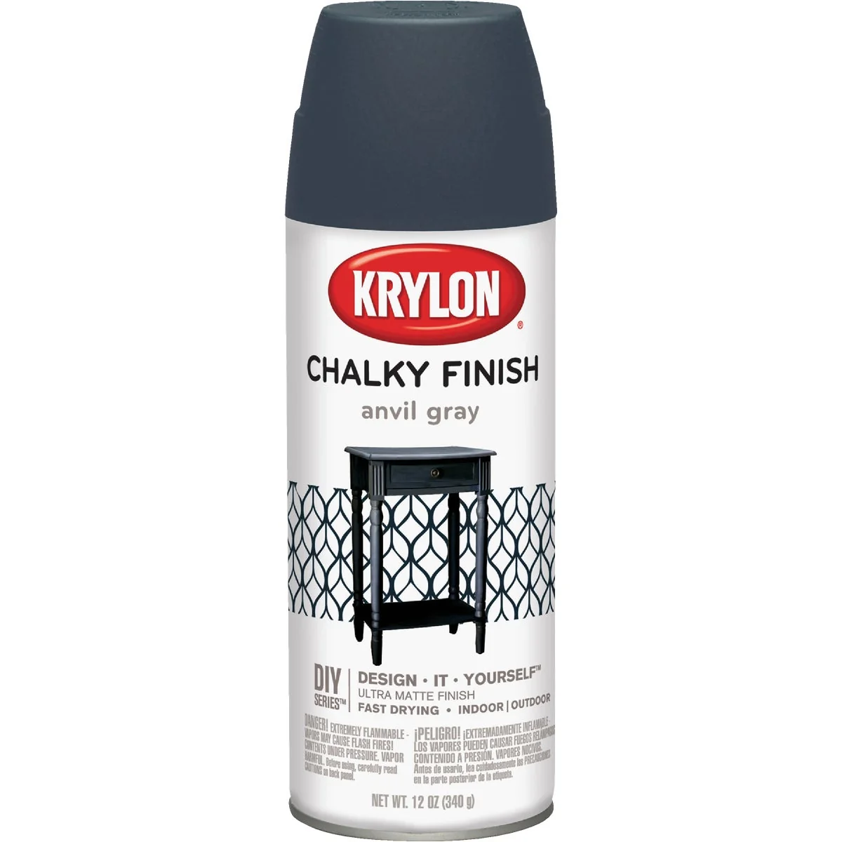 Fast Krylon CHALKY FINISH 12 Oz. Ultra Matte Chalk Spray Paint Anvil Gray Verified