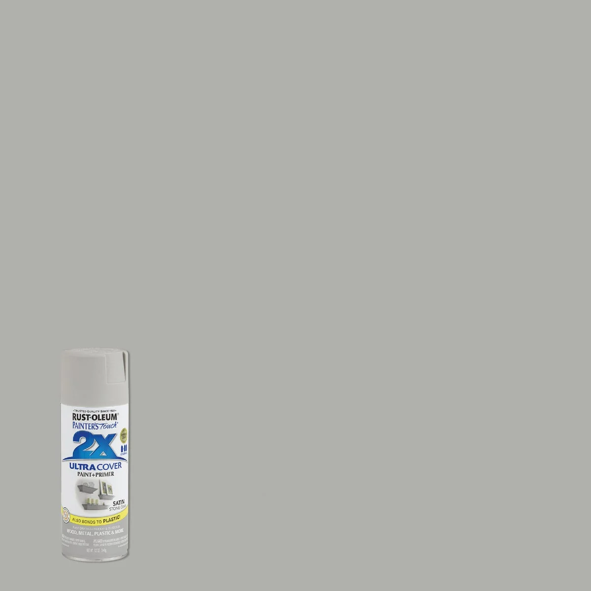 Luxury Rust-Oleum Painter’s Touch 2X Ultra Cover 12 Oz. Satin Paint Primer Spray Paint Stone Gray Advanced