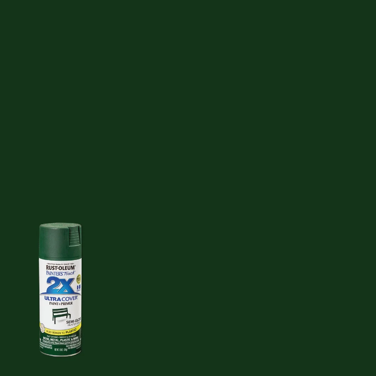 Recyclable Rust-Oleum Painter’s Touch 2X Ultra Cover 12 Oz. Semi-Gloss Paint Primer Spray Paint Hunter Green Trusted