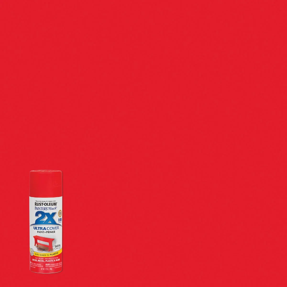 Trendy Rust-Oleum Painter’s Touch 2X Ultra Cover 12 Oz. Satin Paint Primer Spray Paint Poppy Red High-End