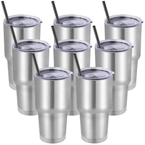 Verified 30oz Tumbler Bulk with Lid and Straw 8 Count Advanced