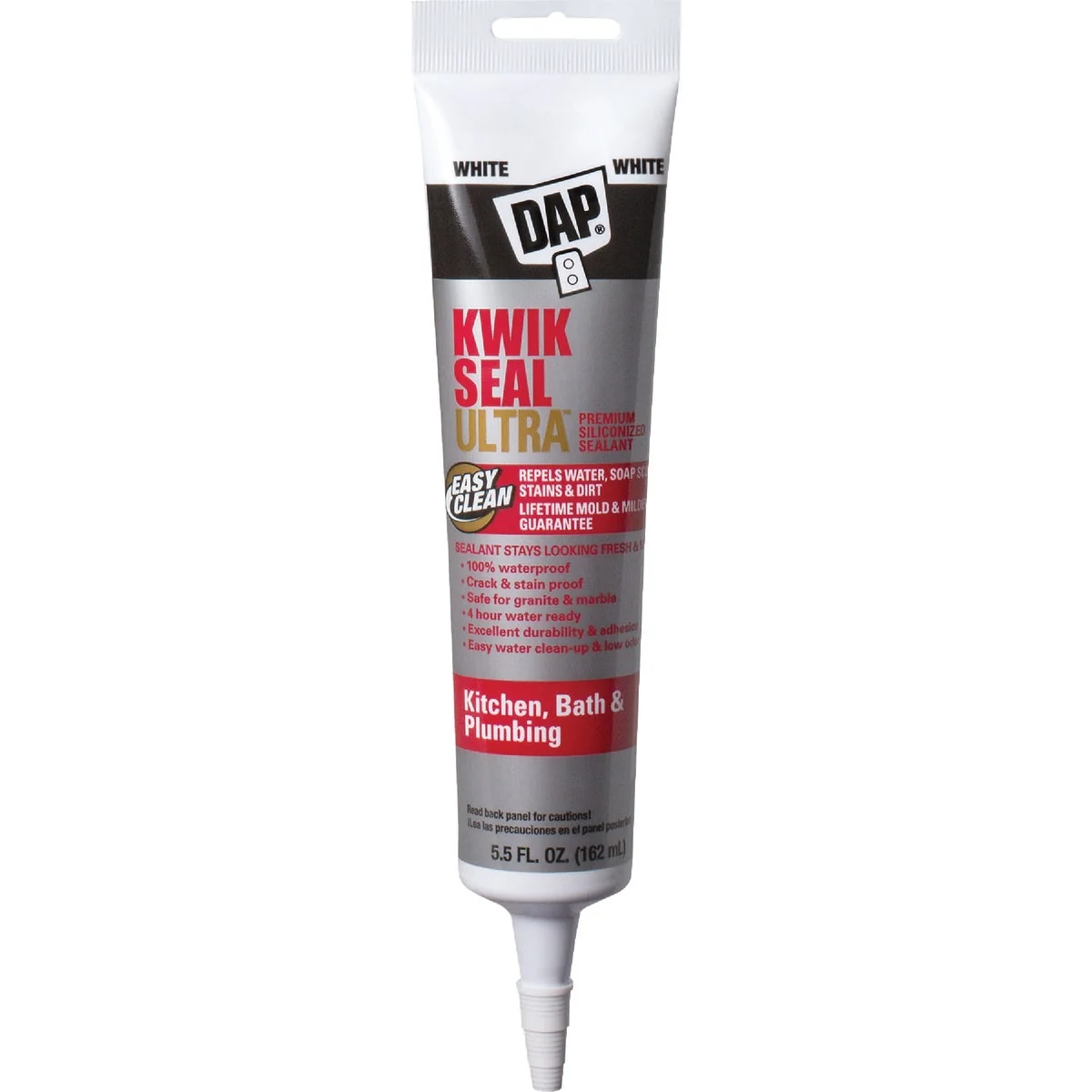 Carefully Designed DAP KWIK SEAL ULTRA 5.5 Oz. White Siliconized Kitchen Bath Sealant Organic
