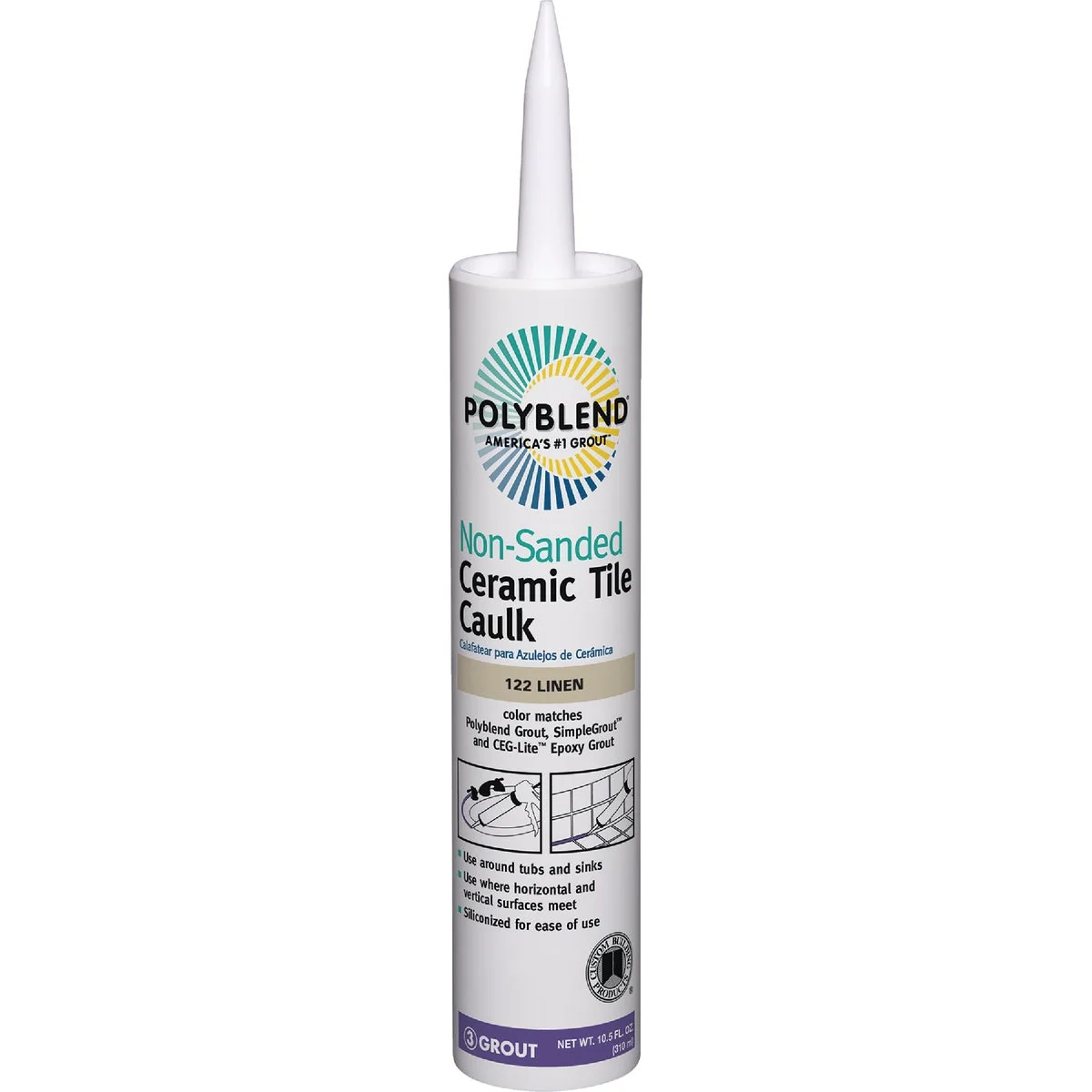 Environmentally Friendly Polyblend 10.5 Oz. 122 Linen Non-Sanded Ceramic Tile Caulk Original