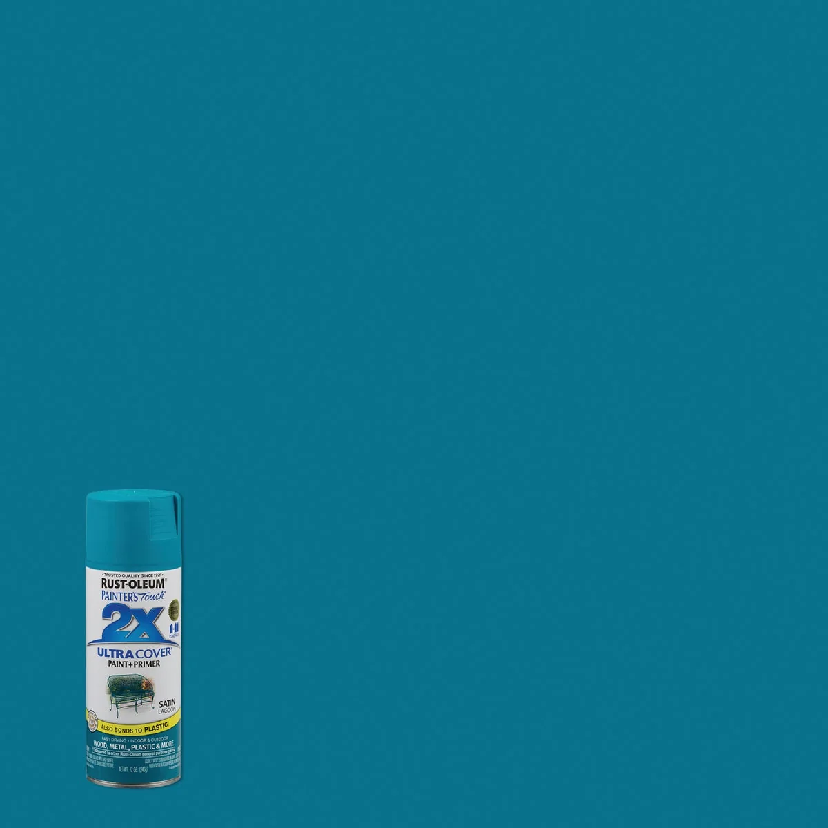 Premium Rust-Oleum Painter’s Touch 2X Ultra Cover 12 Oz. Satin Paint Primer Spray Paint Lagoon Certified