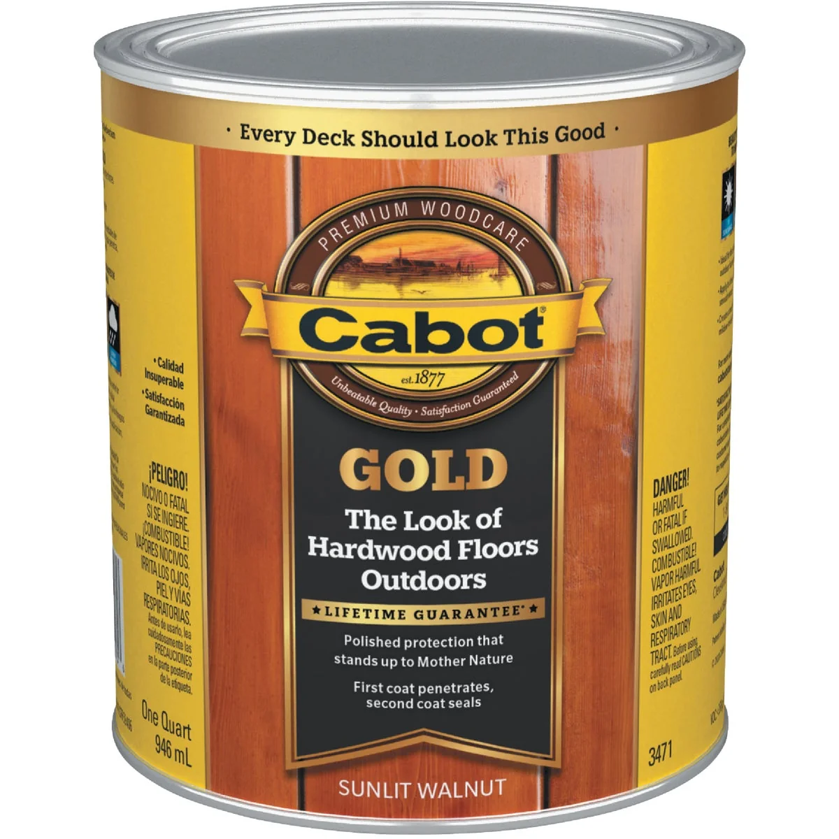 Genuine Cabot Gold Exterior Stain Sunlit Walnut 1 Qt. Reusable
