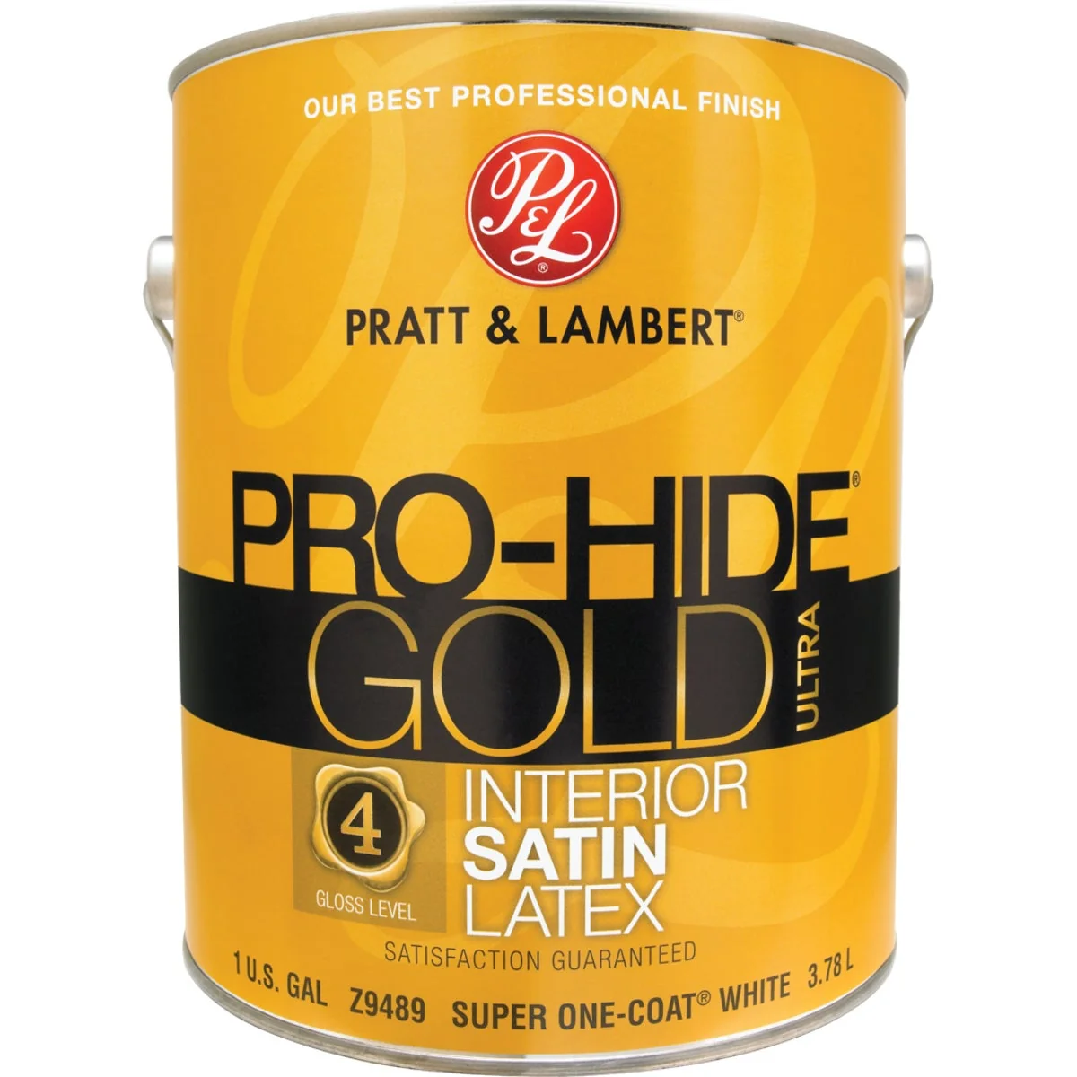 Innovative Pratt Lambert Pro-Hide Gold Ultra Latex Satin Interior Wall Paint Super One-Coat White 1 Gal. Secure