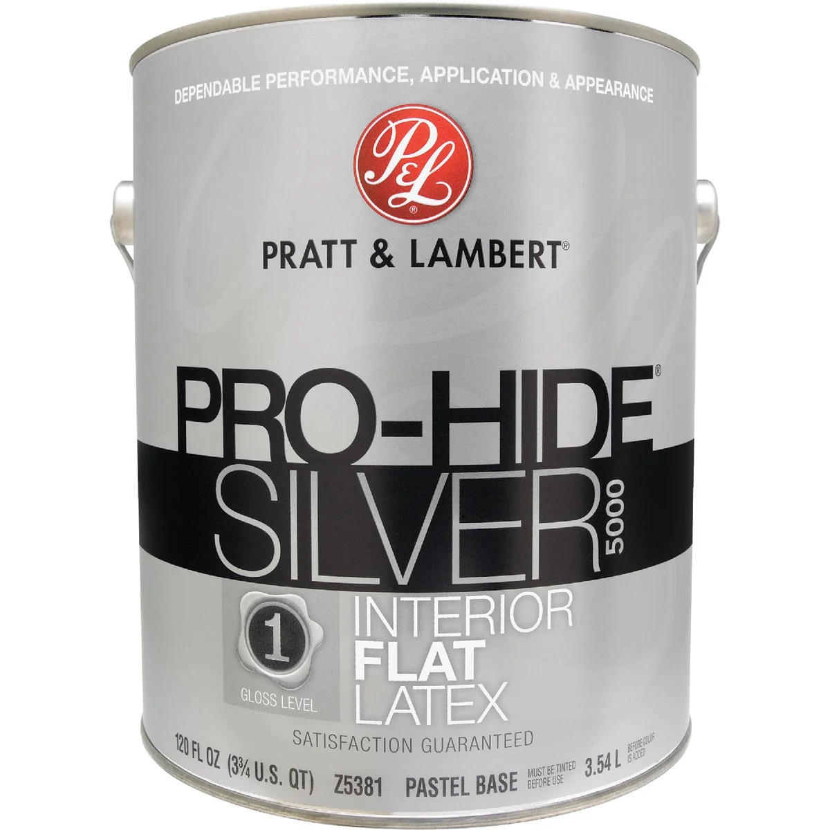 Superior Pratt Lambert Pro-Hide Silver 5000 Latex Flat Interior Wall Paint Pastel Base 1 Gal. Outstanding